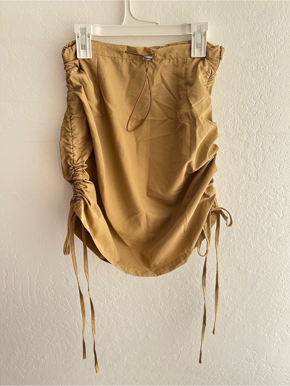 SHEIN Camel Ruched Drawstring Mini to Midi length Skirt